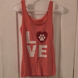 Coral Tank Top with Love Paw Print
